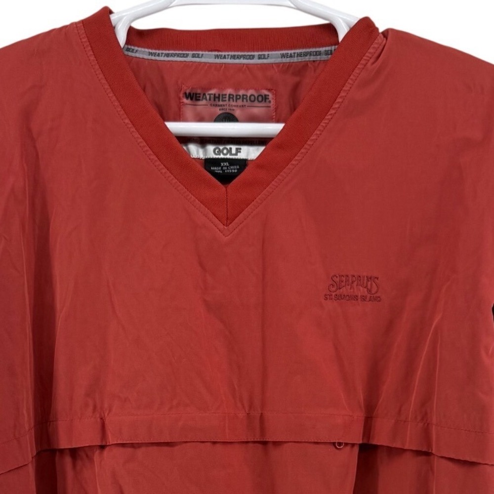 Weatherproof Golf Mens XXL Burnt Orange VNeck Windbreaker Pullover Sea Palms SSI